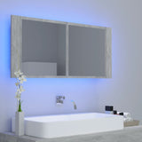 NNEVL LED Bathroom Mirror Cabinet Concrete Grey 100x12x45 cm