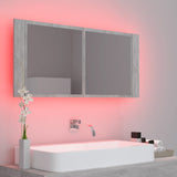 NNEVL LED Bathroom Mirror Cabinet Concrete Grey 100x12x45 cm