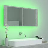 NNEVL LED Bathroom Mirror Cabinet Concrete Grey 100x12x45 cm