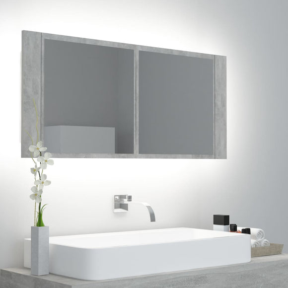 NNEVL LED Bathroom Mirror Cabinet Concrete Grey 100x12x45 cm