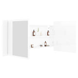 NNEVL LED Bathroom Mirror Cabinet High Gloss White 100x12x45cm