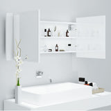 NNEVL LED Bathroom Mirror Cabinet High Gloss White 100x12x45cm