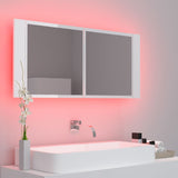 NNEVL LED Bathroom Mirror Cabinet High Gloss White 100x12x45cm