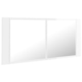 NNEVL LED Bathroom Mirror Cabinet High Gloss White 100x12x45cm