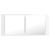 NNEVL LED Bathroom Mirror Cabinet High Gloss White 100x12x45cm