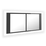 NNEVL LED Bathroom Mirror Cabinet High Gloss Grey 100x12x45 cm