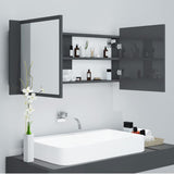 NNEVL LED Bathroom Mirror Cabinet High Gloss Grey 100x12x45 cm
