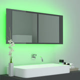 NNEVL LED Bathroom Mirror Cabinet High Gloss Grey 100x12x45 cm