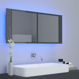 NNEVL LED Bathroom Mirror Cabinet High Gloss Grey 100x12x45 cm