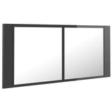 NNEVL LED Bathroom Mirror Cabinet High Gloss Grey 100x12x45 cm