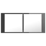 NNEVL LED Bathroom Mirror Cabinet High Gloss Grey 100x12x45 cm