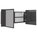 NNEVL LED Bathroom Mirror Cabinet High Gloss Grey 100x12x45 cm