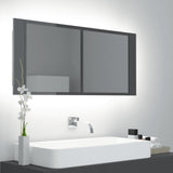 NNEVL LED Bathroom Mirror Cabinet High Gloss Grey 100x12x45 cm