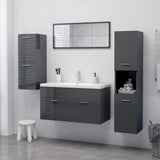 NNEVL Bathroom Cabinet High Gloss Grey 30x30x80 cm Chipboard