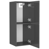 NNEVL Bathroom Cabinet High Gloss Grey 30x30x80 cm Chipboard