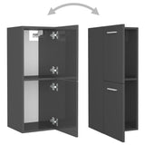 NNEVL Bathroom Cabinet High Gloss Grey 30x30x80 cm Chipboard