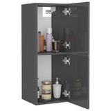 NNEVL Bathroom Cabinet High Gloss Grey 30x30x80 cm Chipboard