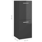 NNEVL Bathroom Cabinet High Gloss Grey 30x30x80 cm Chipboard