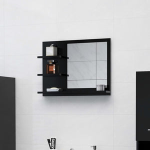 NNEVL Bathroom Mirror Black 60x10.5x45 cm Chipboard