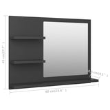 NNEVL Bathroom Mirror Grey 60x10.5x45 cm Chipboard