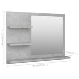 NNEVL Bathroom Mirror Concrete Grey 60x10.5x45 cm Chipboard