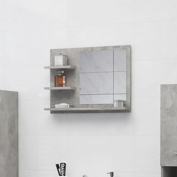NNEVL Bathroom Mirror Concrete Grey 60x10.5x45 cm Chipboard
