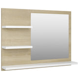 NNEVL Bathroom Mirror White and Sonoma Oak 60x10.5x45 cm Chipboard