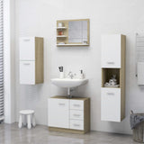 NNEVL Bathroom Mirror White and Sonoma Oak 60x10.5x45 cm Chipboard