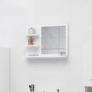 NNEVL Bathroom Mirror High Gloss White 60x10.5x45 cm Chipboard