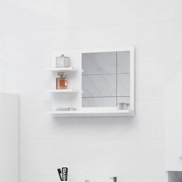 NNEVL Bathroom Mirror High Gloss White 60x10.5x45 cm Chipboard