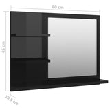 NNEVL Bathroom Mirror High Gloss Black 60x10.5x45 cm Chipboard