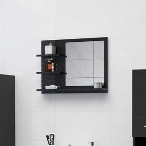 NNEVL Bathroom Mirror High Gloss Black 60x10.5x45 cm Chipboard