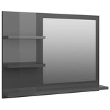 NNEVL Bathroom Mirror High Gloss Grey 60x10.5x45 cm Chipboard