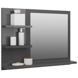 NNEVL Bathroom Mirror High Gloss Grey 60x10.5x45 cm Chipboard