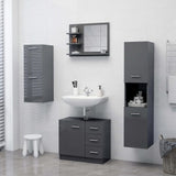 NNEVL Bathroom Mirror High Gloss Grey 60x10.5x45 cm Chipboard