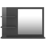 NNEVL Bathroom Mirror High Gloss Grey 60x10.5x45 cm Chipboard