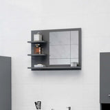 NNEVL Bathroom Mirror High Gloss Grey 60x10.5x45 cm Chipboard