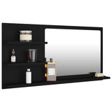 NNEVL Bathroom Mirror Black 90x10.5x45 cm Chipboard