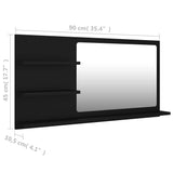 NNEVL Bathroom Mirror Black 90x10.5x45 cm Chipboard