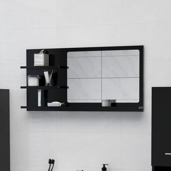 NNEVL Bathroom Mirror Black 90x10.5x45 cm Chipboard