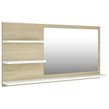 NNEVL Bathroom Mirror White and Sonoma Oak 90x10.5x45 cm Chipboard