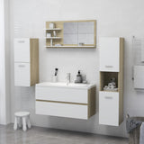 NNEVL Bathroom Mirror White and Sonoma Oak 90x10.5x45 cm Chipboard