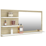 NNEVL Bathroom Mirror White and Sonoma Oak 90x10.5x45 cm Chipboard