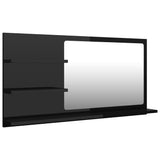 NNEVL Bathroom Mirror High Gloss Black 90x10.5x45 cm Chipboard