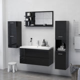 NNEVL Bathroom Mirror High Gloss Black 90x10.5x45 cm Chipboard
