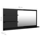 NNEVL Bathroom Mirror High Gloss Black 90x10.5x45 cm Chipboard
