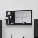 NNEVL Bathroom Mirror High Gloss Black 90x10.5x45 cm Chipboard