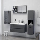 NNEVL Bathroom Mirror High Gloss Grey 90x10.5x45 cm Chipboard