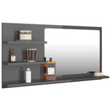 NNEVL Bathroom Mirror High Gloss Grey 90x10.5x45 cm Chipboard
