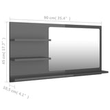 NNEVL Bathroom Mirror High Gloss Grey 90x10.5x45 cm Chipboard